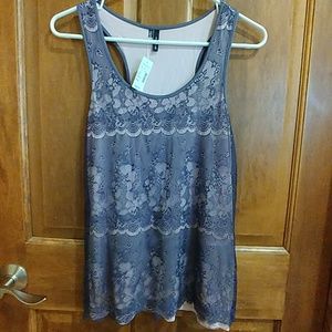 Tank with lace overlay -size small -new with tags!